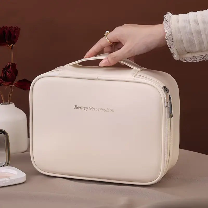 Large Capacity Travel Makeup Bag - Luxury PU Leather Organizer BEAUXUS