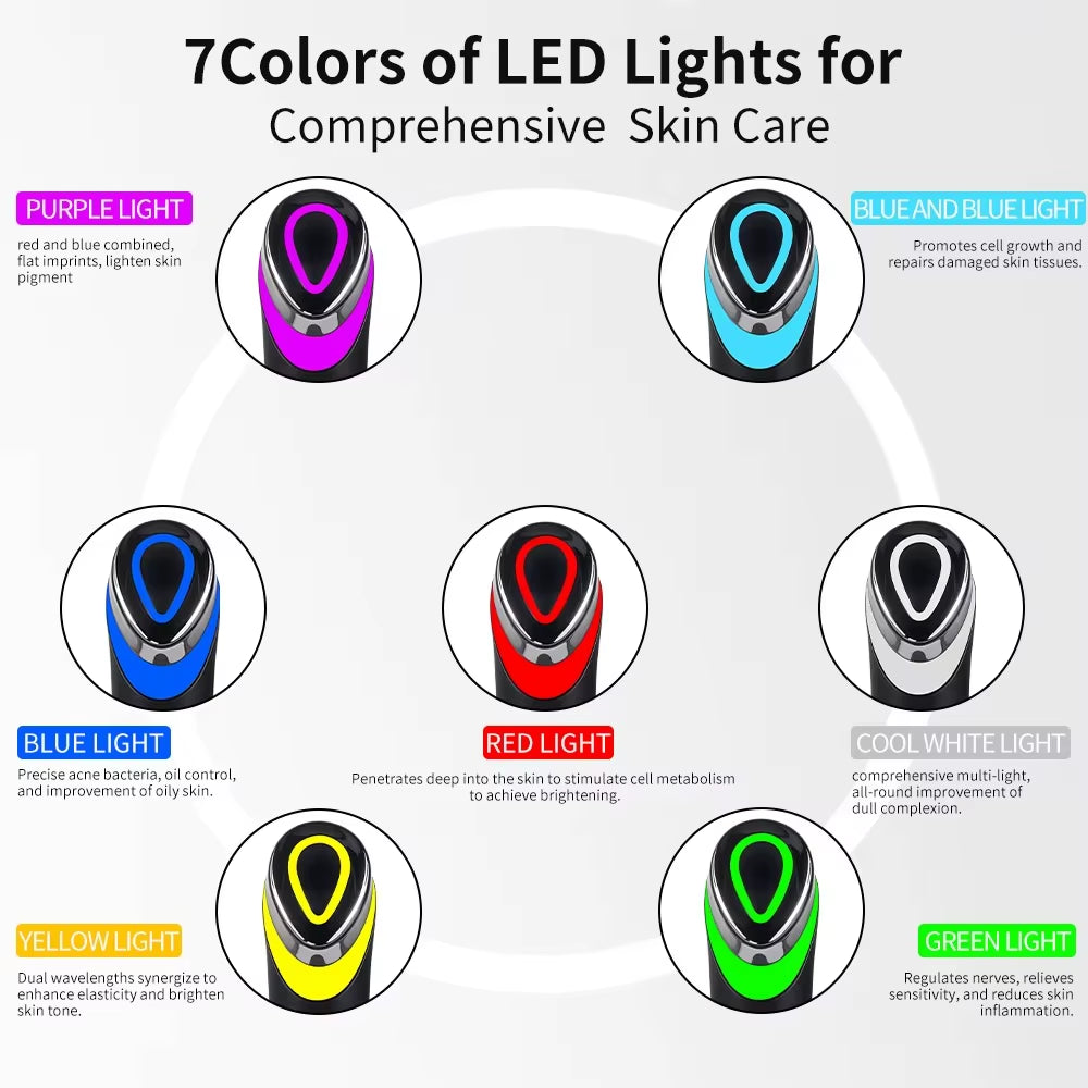 7-Color EMS Microcurrent Facial Skin Care Device - Anti-Wrinkle Beauty Massager for Home Use