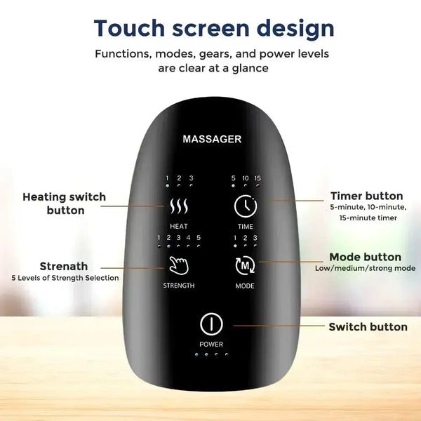 Wireless Electric Hand Massager Air Compression 3 Level Hot Compress Palm Acupoint Massager Help Finger Numbness Hand Massage - BEAUXUS