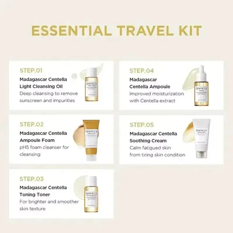 SKIN1004 Madagascar Centella Travel Kit (5-Piece Mini Set) - BEAUXUS