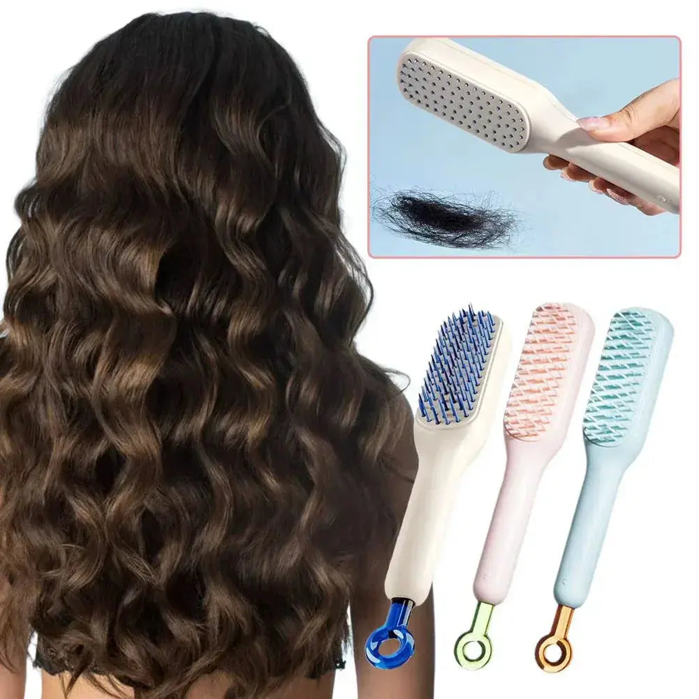 One-Click Self-Cleaning Hair Brush - BEAUXUS