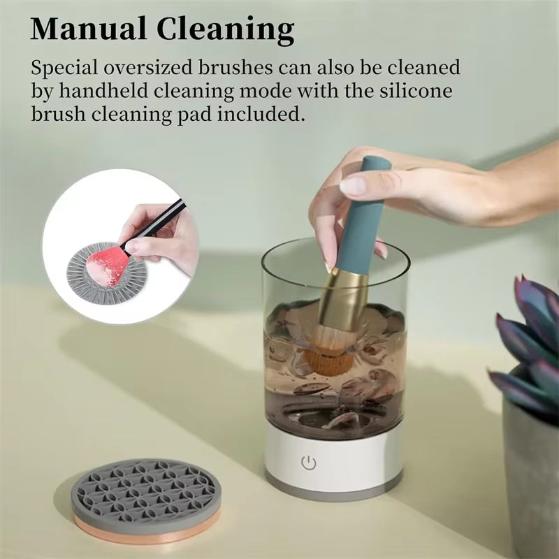Automatic USB Makeup Brush Cleaner & Dryer with Cleaning Mat - Effortless Brush Care!