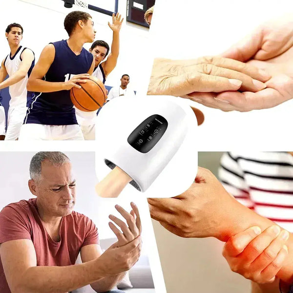 Wireless Electric Hand Massager Air Compression 3 Level Hot Compress Palm Acupoint Massager Help Finger Numbness Hand Massage - BEAUXUS