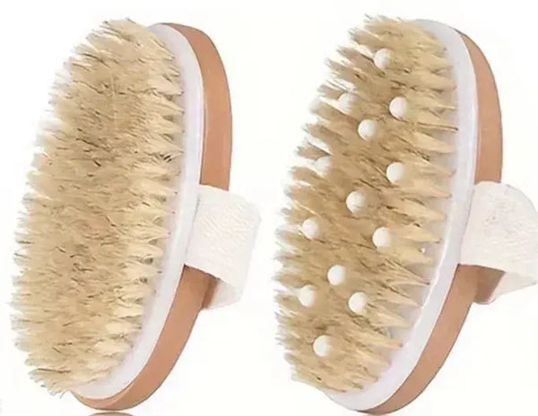 Natural Bristle Body Dry Brush with Long Handle - BEAUXUS