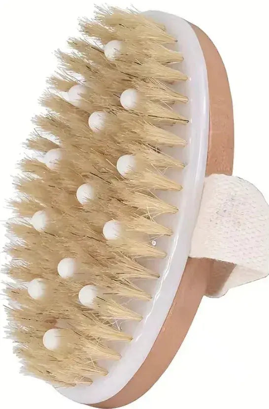 Natural Bristle Body Dry Brush with Long Handle - BEAUXUS