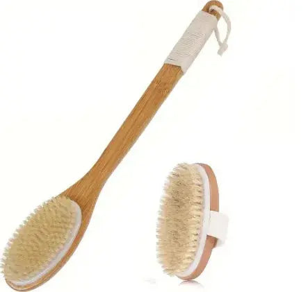 Natural Bristle Body Dry Brush with Long Handle - BEAUXUS