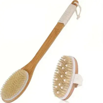 Natural Bristle Body Dry Brush with Long Handle - BEAUXUS
