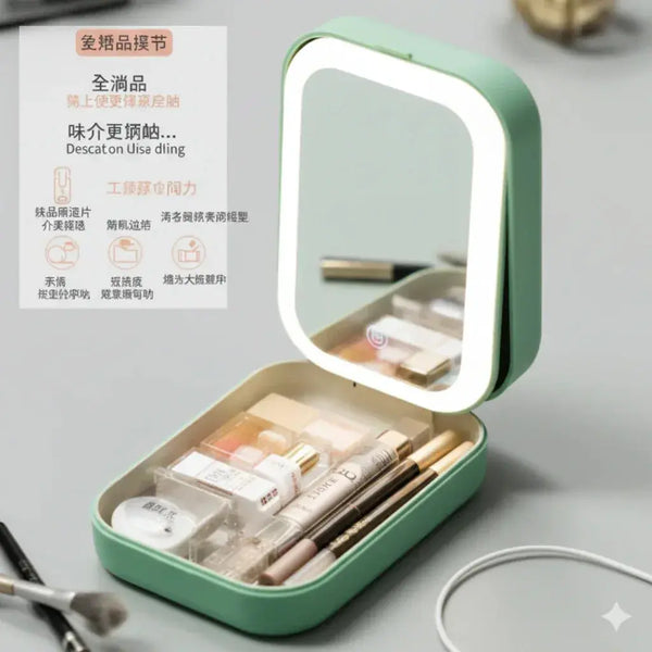 LED Mirror Makeup Storage Box - BEAUXUS