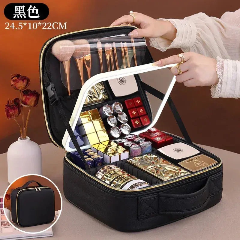 Professional Travel Makeup Bag with LED Mirror - BEAUXUS