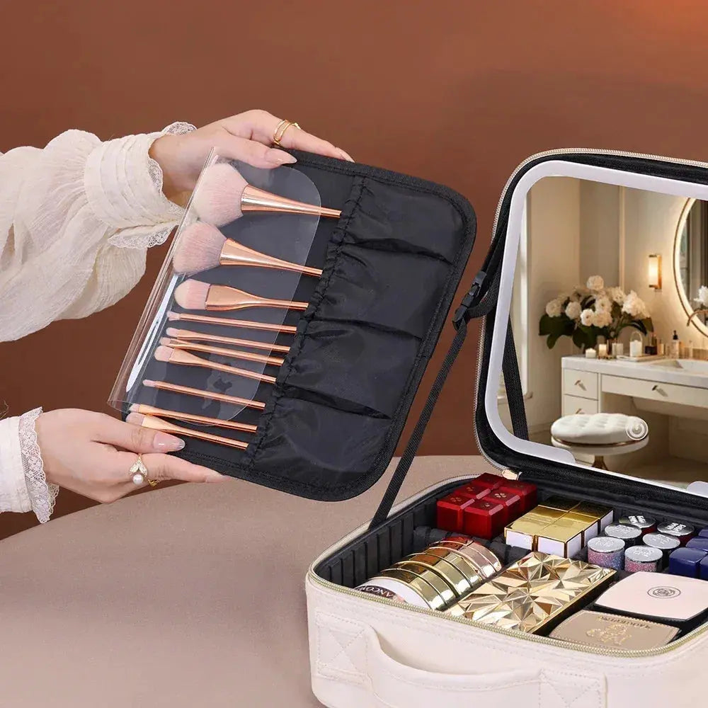 Professional Travel Makeup Bag with LED Mirror - BEAUXUS