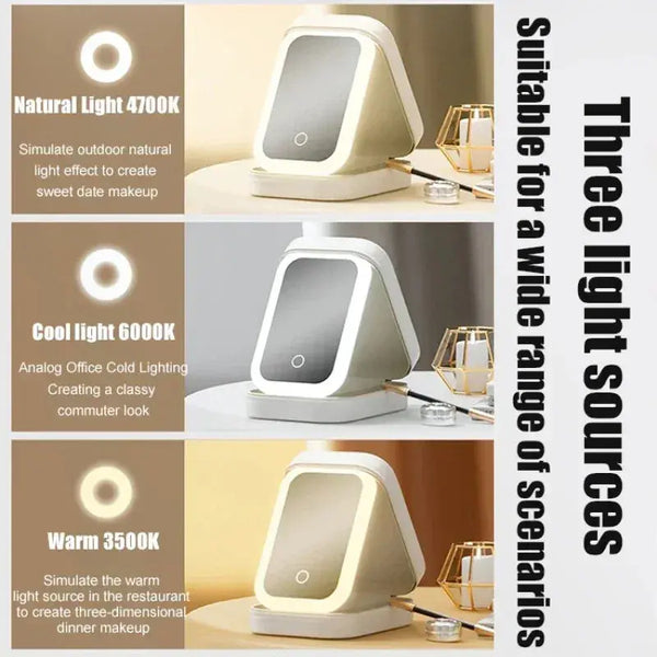 LED Mirror Makeup Storage Box - BEAUXUS