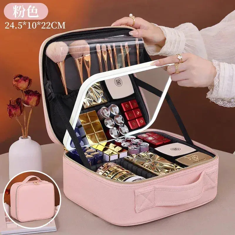 Professional Travel Makeup Bag with LED Mirror - BEAUXUS