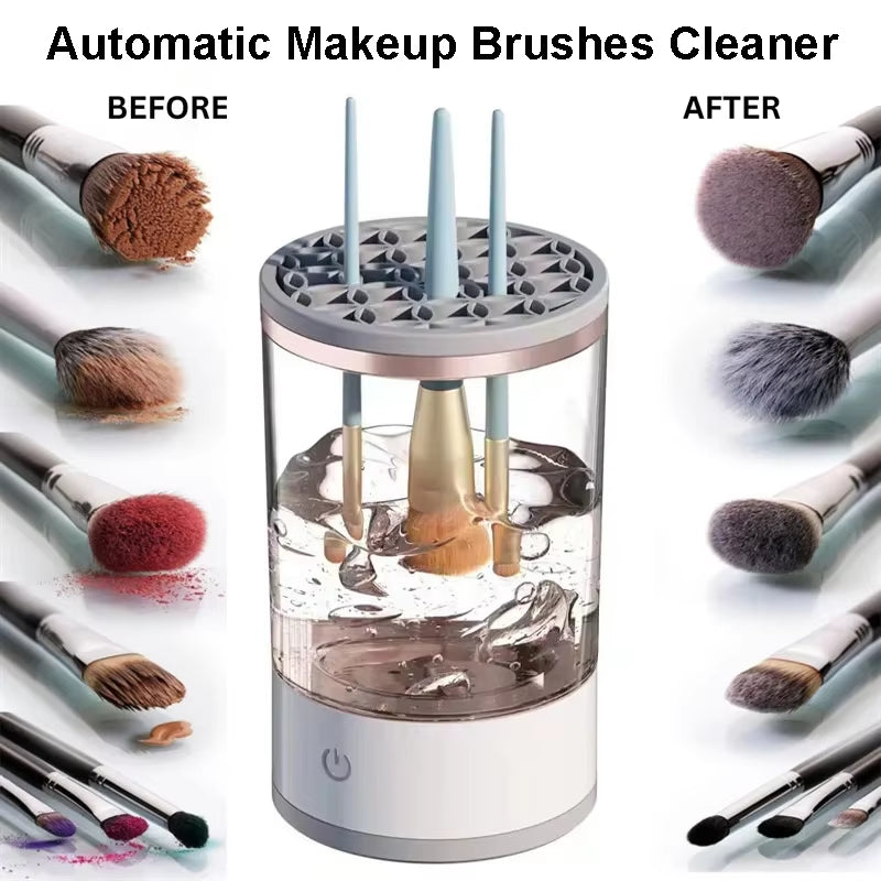 Automatic USB Makeup Brush Cleaner & Dryer with Cleaning Mat - Effortless Brush Care!