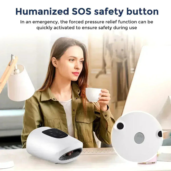 Wireless Electric Hand Massager Air Compression 3 Level Hot Compress Palm Acupoint Massager Help Finger Numbness Hand Massage - BEAUXUS