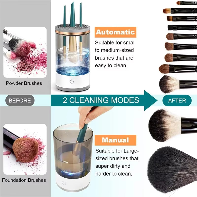 Automatic USB Makeup Brush Cleaner & Dryer with Cleaning Mat - Effortless Brush Care!