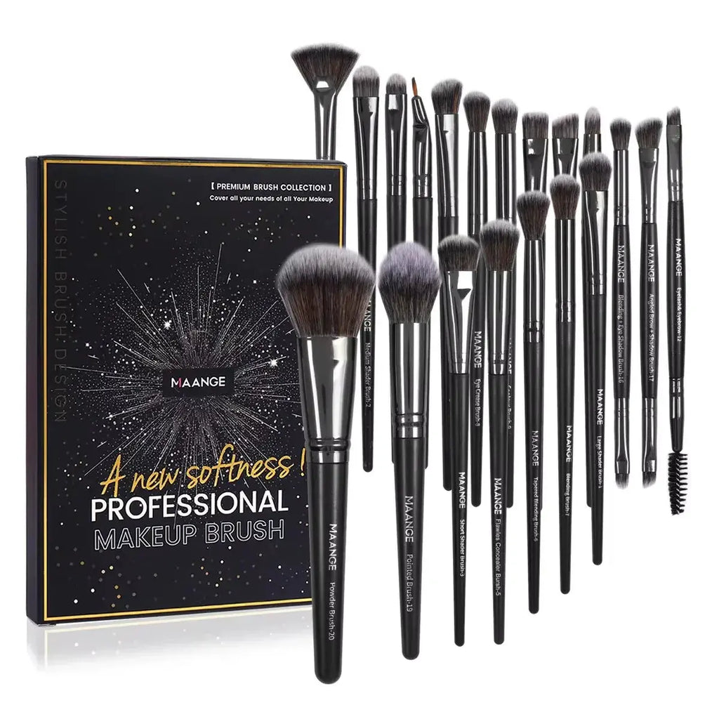 MAANGE 20-Piece Professional Makeup Brush Set with Travel Case - BEAUXUS