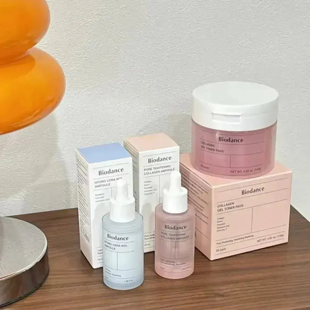 Korean Biodance Skin Care Kit - Collagen Gel Toner Pads, Bio-Collagen Real Deep Mask, Nourishing, Moisturizing, Calming, Tighten - BEAUXUS