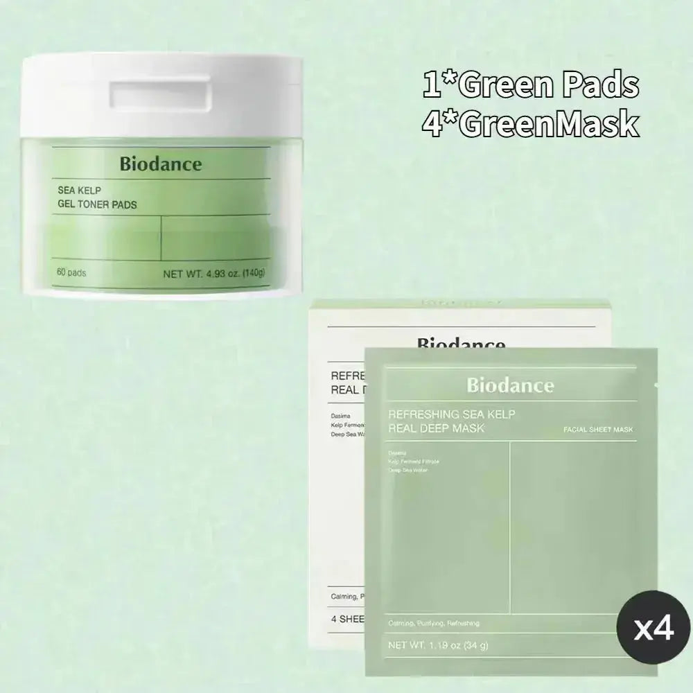 Korean Biodance Skin Care Kit - Collagen Gel Toner Pads, Bio-Collagen Real Deep Mask, Nourishing, Moisturizing, Calming, Tighten - BEAUXUS