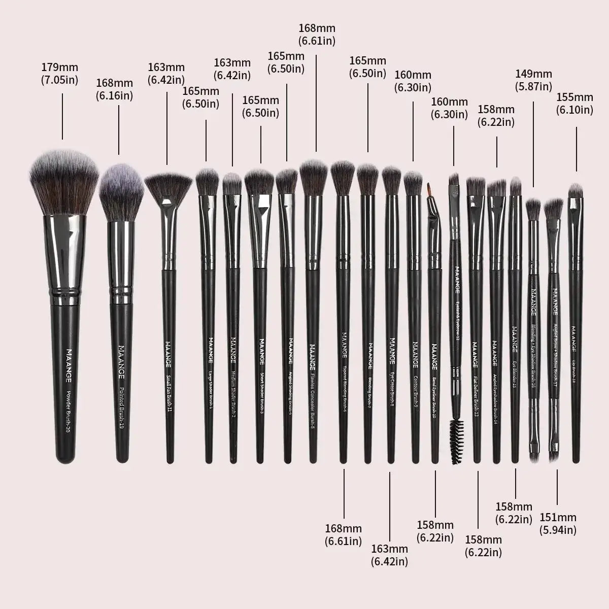 MAANGE 20-Piece Professional Makeup Brush Set with Travel Case - BEAUXUS