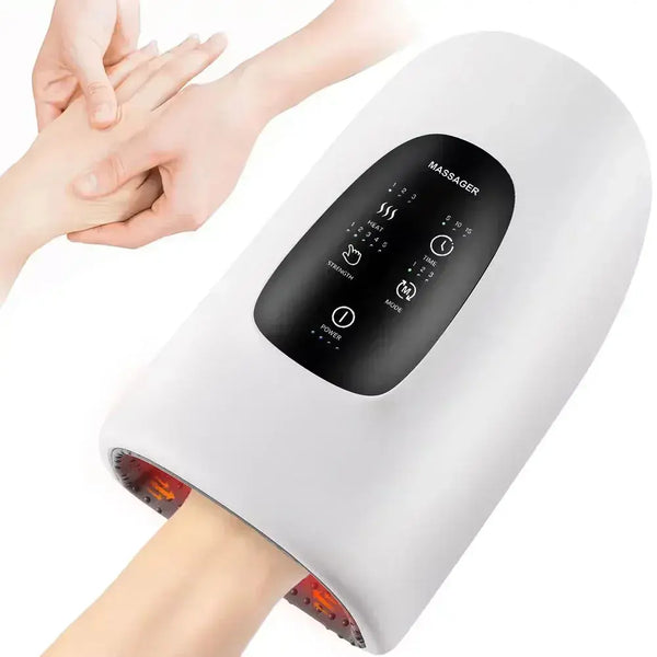 Wireless Electric Hand Massager Air Compression 3 Level Hot Compress Palm Acupoint Massager Help Finger Numbness Hand Massage - BEAUXUS