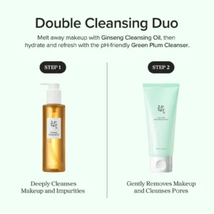 Doble limpieza con el Ginseng Cleansing Oil y el Green Plum Cleanser de Beauty of Joseon
